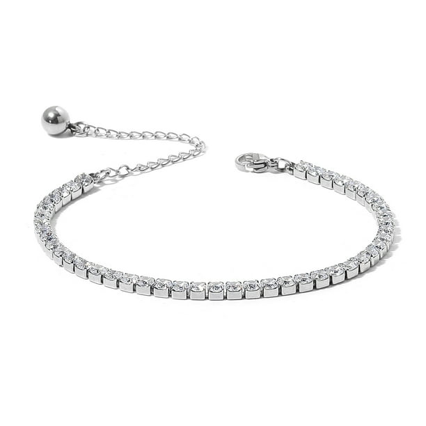 Shop LC Shop LC Cubic Zirconia Tennis Elegant Bracelet in Stainless Steel 6.50 inch Walmart