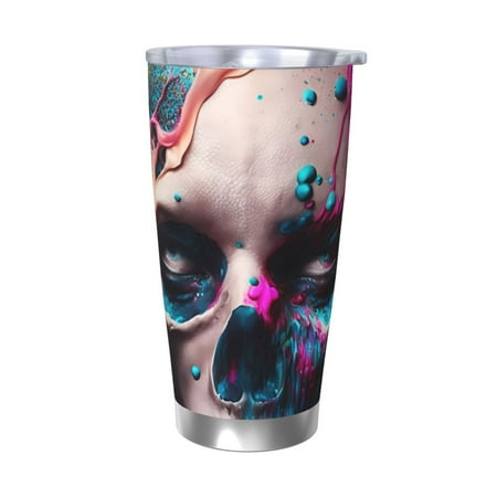 

Zeuib Modern Abstract Colorful Skull B Printed 20oz Stainless Steel Insulated Car Cup Stainless Steel Thermal Cup Vacuum Insulated Leak-proof Travel Mug Cup-Without Straw