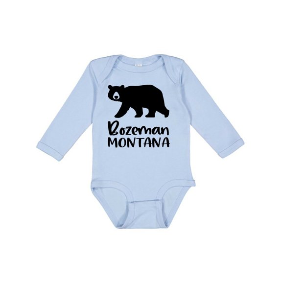 Inktastic Bozeman, Montana Black Bear Silhouette Boys or Girls Long Sleeve Baby Bodysuit