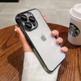 thumbnail image 1 of Luxury Plating Clear Phone Case For IPhone 15 14 11 12 13 14 Pro Max Mini XS X 15 Plus Silicone Soft TPU Lens film Protect Cover RJ RJ, 1 of 6