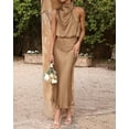 thumbnail image 5 of BTFBM Cocktail Dresses for Women Summer Satin Silk Sleeveless Mock Neck Maxi Wedding Guest Dress Spring Outfits, 5 of 8