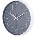 thumbnail image 2 of Modern Hanging Clock, 30cm Wide Decorative Silent No Dripping Indoor Quartz Circular Hanging Clock Non-Life Kitchen Office Shell - White Frame Gray Background, 2 of 5