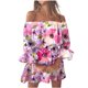 thumbnail image 2 of ICHUANYI Clearance Fashion Women's Summer Sexy Casual Off Shoulder Printing Bell Sleeve Dresses(Purple, XXL) ICHUANYI WER2023080812141, 2 of 4