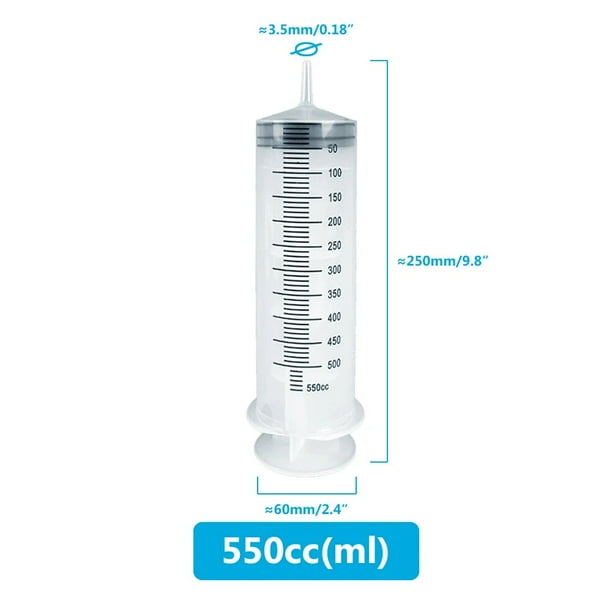 Jeringa de gran capacidad para medir nutrientes, bomba de plástico reutilizable con manguera de 100cm, 50ml, 150ml, 200ml, 250ml, 350ml, 550ml