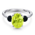 thumbnail image 3 of Gem Stone King 2.44 Ct Oval Yellow Lemon Quartz Black Onyx 925 Sterling Silver Ring, 3 of 6