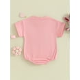 thumbnail image 4 of Suealasg Newborn Baby Girls Outfits Short Sleeve Crew Neck Embroidery Letters Romper Bodysuit Infant Easter Clothes, 4 of 9