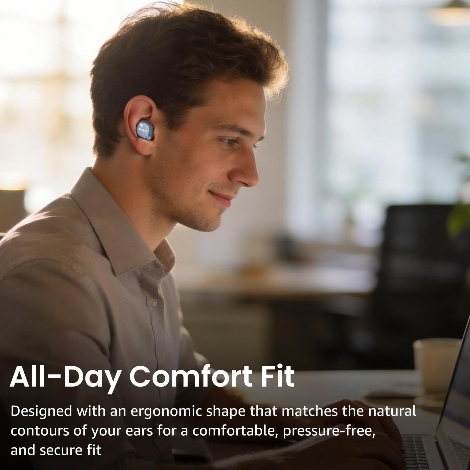 TOZO NC9 Hybrid Active Noise Cancelling Wireless Earbuds, 6 Mics ENC Clear Call, 60H Play, IPX8 Waterproof, Stereo Bass, APP-32EQ, LED Display, Bluetooth Wireless Headphones, Blue