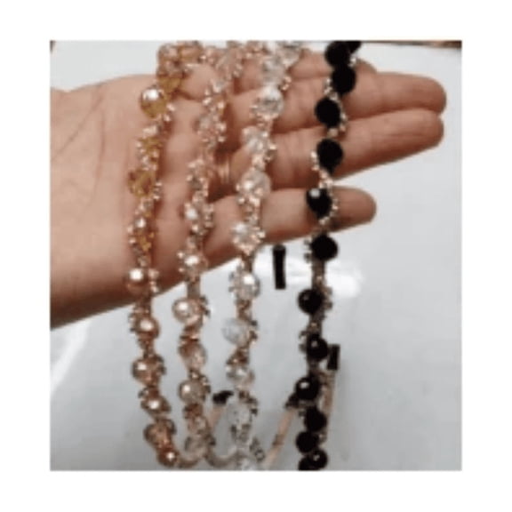 6PCS Crystal Beaded Fashion Headbands for Women & Girls