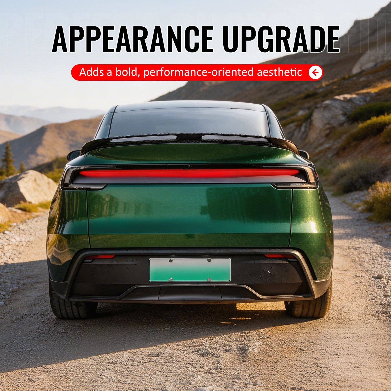 Ikon Motorsports Trunk Spoiler, Compatible with 2025-2026 Tesla Model Y, IKON V2 Style Carbon Fiber Print ABS Plastic Rear Trunk Lid Spoiler Wing Lip