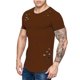 thumbnail image 1 of Minnieouse Camisetas de modal con cuello para hombre, Top informal de manga corta con agujeros lisos y curvados Camisetas café 3XL, 1 of 6