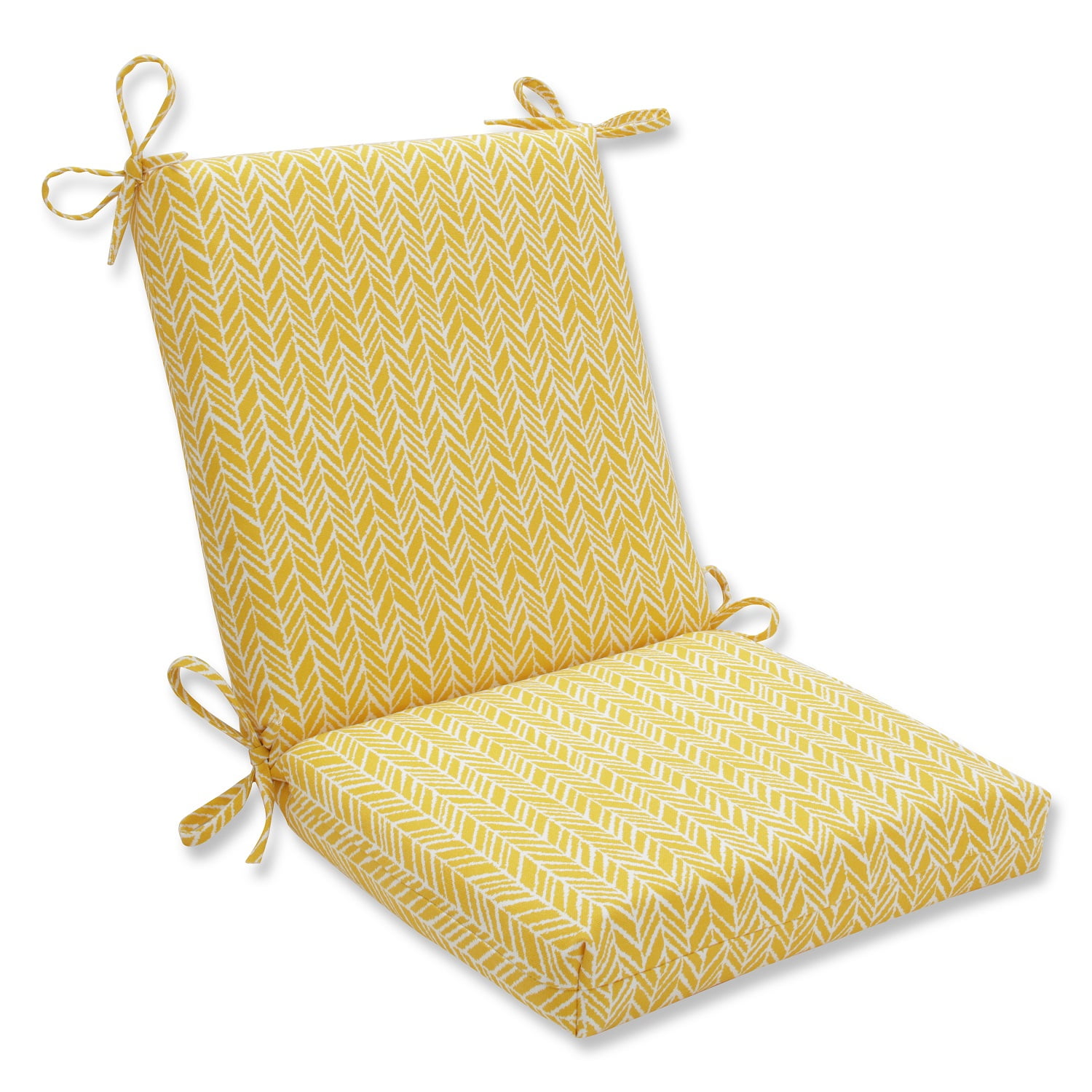 36.5” Buttercup Yellow Herringbone Outdoor Patio Squared Chair Cushion