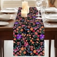 thumbnail image 3 of Table Runners 72 Inches Long Dress Scarves, Watercolor Flowers Farmhouse Kitchen/Dining Table Runner, Coffee Tablerunners, Retro Spring Floral Botanical Leaves Black 14x72 Inch, 3 of 9