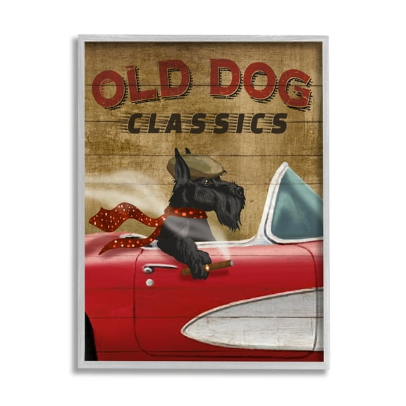 Stupell Industries Old Dog Classics Scottish Terrier Cigar Sports Car, 24 x 30, Design by Conrad Knutsen