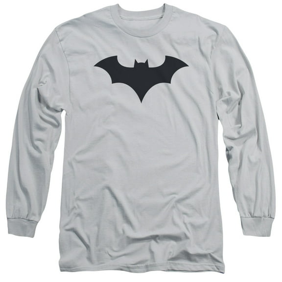 Batman 52 Title Logo Long Sleeve Adult 18/1 T-Shirt-Silver