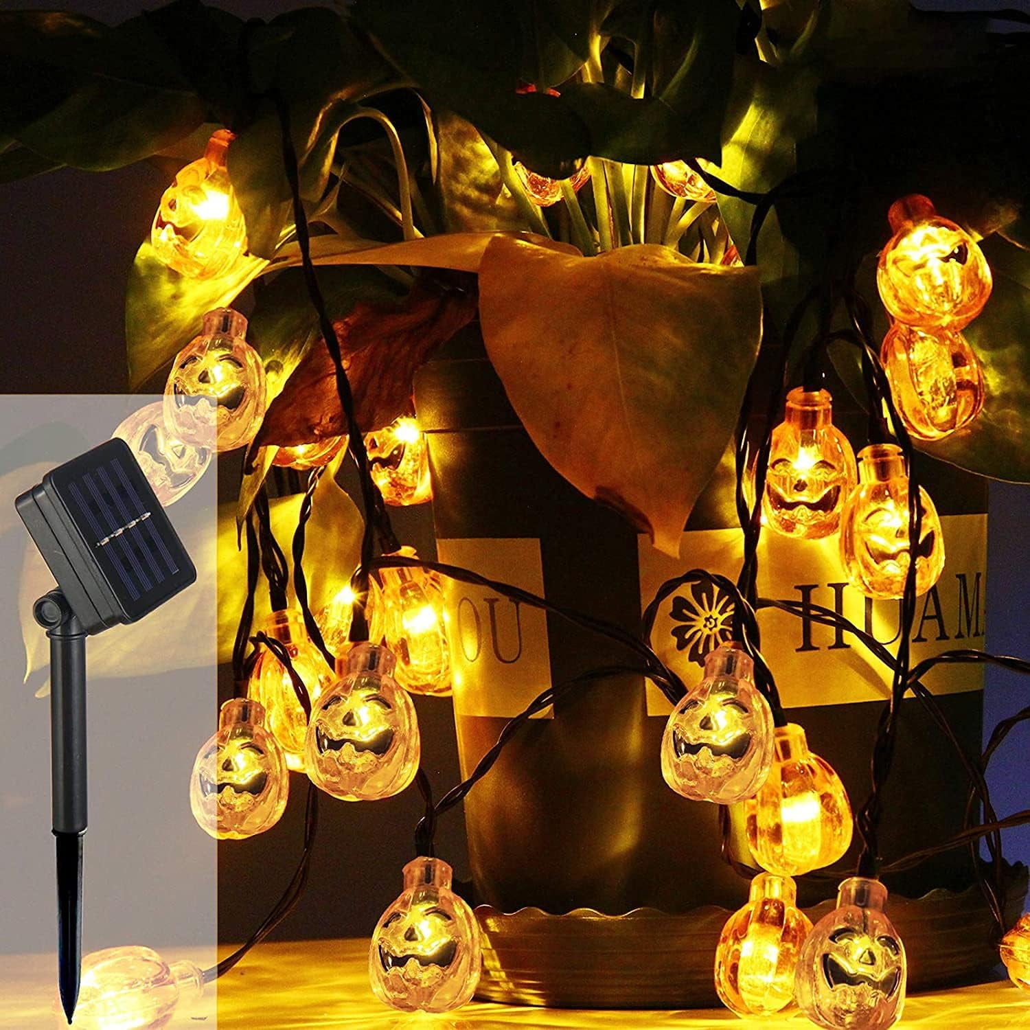 SHANJIA Solar Halloween Lights,5m 20LED Pumpkin String Lights Outdoor Decoration for Garden,Terrace, Courtyard, Halloween and Christmas Decoration (IP65 Waterproof)