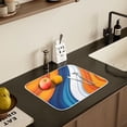 thumbnail image 5 of Yayeee Dish Drying Mat for Kitchen Counter 18" x 24" Microfiber Super Absorbent Coffee Decorative Pad, Orange Abstract Wavy, 5 of 9