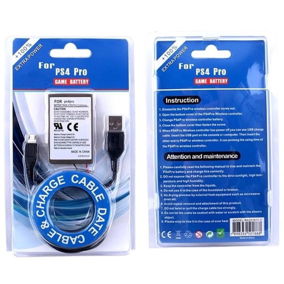 3.7V 2000mAh Rechargeable Lithium Battery Handle Battery for P4 Pro/Slim Controller with Spare USB Charging Cable Cord
