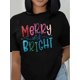 thumbnail image 1 of Letter Print Crew Neck T-Shirt, Casual Short Sleeve T-Shirt For Spring & Summer, Women's Clothing, 1 of 7