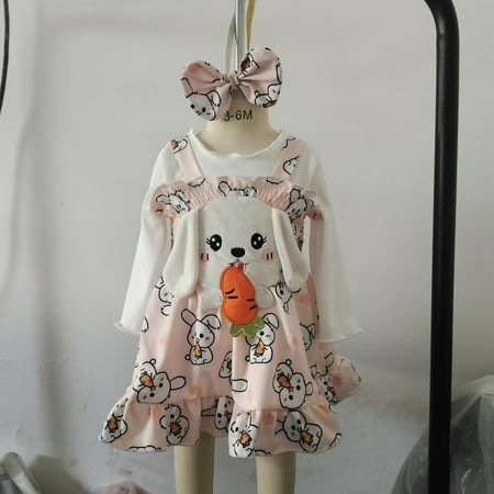 

MIPREWUY Baby Girls Thanksgiving Set Long Sleeve Jumpsuit Turkey Smocked Ruffled Cami Dress Headband Outfits
