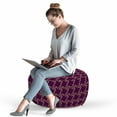 thumbnail image 2 of Garden Pouf Cover with Zipper, Botanical Swirly Leafage Branches Curling Foliage Frame Retro Design Pattern, Soft Decorative Fabric Unstuffed Case, 30" W X 17.3" L, Purple and Beige, by Ambesonne, 2 of 5