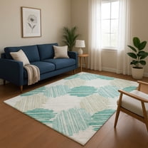 Addison Rugs Mayfield Premium Machine Washable Transitional Geometric Teal Rectangle Rug, 10' x 14'