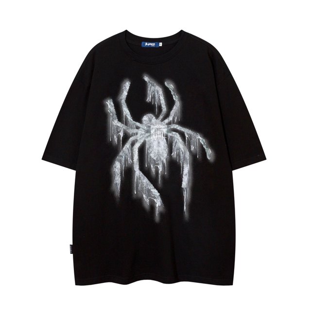 Men's Trendy Casual Crew Neck Graphic T-shirt With Exquisite Spider Prints, Street Style For Summer Daily Wear