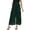 A-Dark Green1200, variant on XIAONU Women's Chiffon Wide Leg Culottes Elastic Waist High Waist Cropped Pants Lightweight Elegant Office Casual Pants
