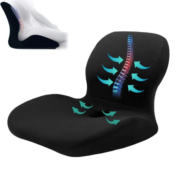 Cojin para Coxis y Ciatica Lumbar,Cojines para Silla Memory Foam,Asiento Ergonómico,Soporte y cojín Lumbar,Desmontable y lavable,Alivio para Cojin para Coxis y Ciatica Lumbar,par