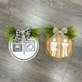 thumbnail image 7 of Huepoe Rustic Wooden Gender Tag Toilet Laundry Room Sign with Bowknot & Faux Leaves, Farmhouse Bathroom Decor (9.06" x 9.06"), 7 of 7