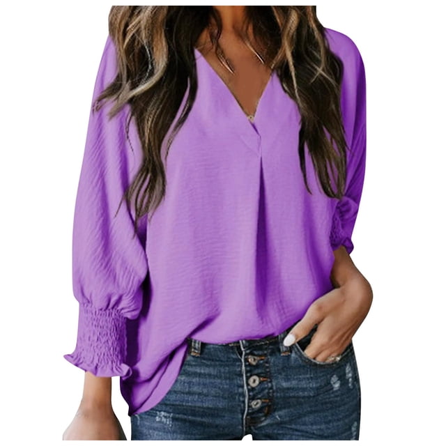 Vestido camisero holgado informal con cuello en V y mangas cortas para mujer - Mangas largas, estampado floral, mezcla de poliéster - Estilo para todas las estaciones