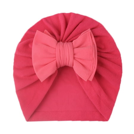 

Baby Boys Girls Solid Hat Beanie Bowknot Elastics Turban Hat Cap One Size