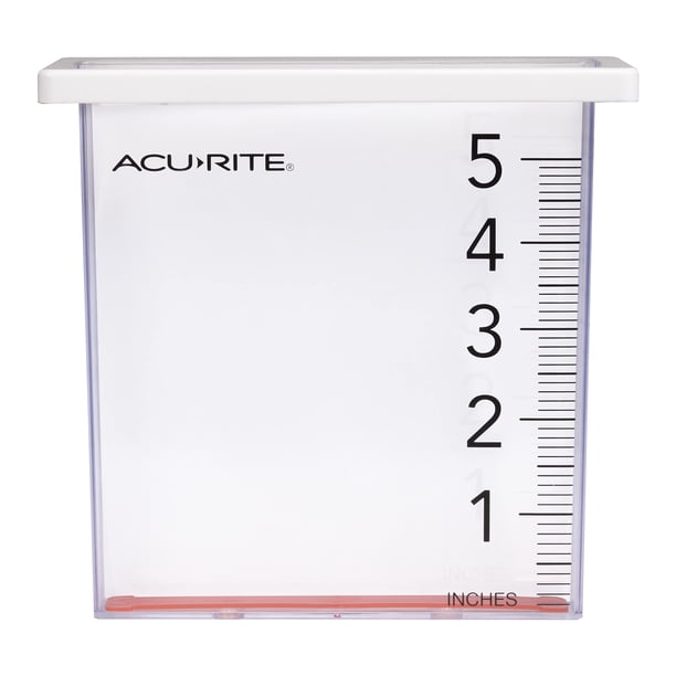 Pluviómetro AcuRite Waterfall con capacidad de 5 pulgadas, transparente
