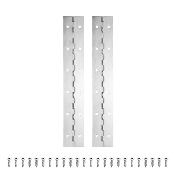 12x2 Inch Heavy Duty Piano Hinge, 2 Pack Continuous Hinge with Hole for Piano Gate Door Wooden Box, Silver