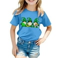 thumbnail image 4 of Toddler Girl Tops 5t Kid St. Patrick's Day Short Sleeve T-Shirt Round Neck Cartoon Print Pullover Tops Fashion Kids Summer Clothing Blue,12-13 Years, 4 of 4