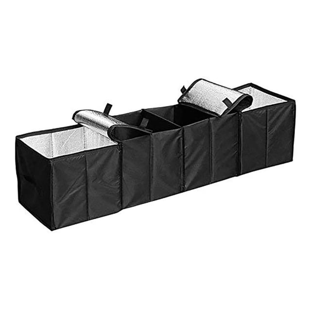Sidaley Bolsa plegable para maletero de coche de gran capacidad con 4 compartimentos, incluye cesta de almacenamiento y juego de enfriador y calentador Combinaciones de reproductor de DVD/TV para No.1 Sidaley VI012163-01