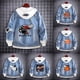 thumbnail image 2 of Chaqueta vaquera con capucha para hombre, chaqueta vaquera con capucha, abrigo con agujeros, Anime Fifures, Kishibe Hayakawa Aki, para Cosplay, 2 of 5