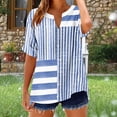 thumbnail image 2 of Camisetas Casuales de Mujer con Cuello en V Manga Corta Solta Botón de Verano Impreso Camiseta de Moda, 2 of 5