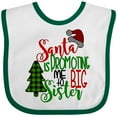thumbnail image 3 of Inktastic Santa is Promoting Me to Big Sister Green Plaid Tree Girls Baby Bib, 3 of 4