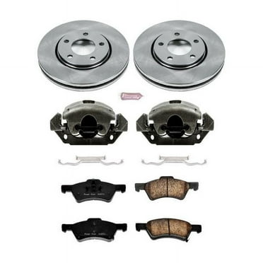PowerStop Front Stock Replacement Brake Pad and Rotor Kit with Calipers Fits: DODGE Select Models KCOE5246