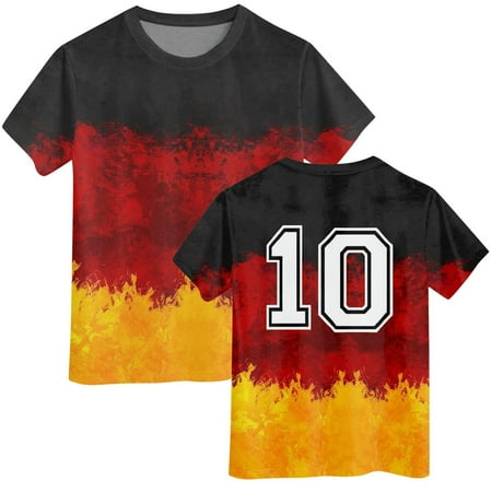 

LNMQLPDBS Kids T-Shirts Tshirt Kinder 2024 EM Fussball Trikot Mit Number Kurzarm Baumwolle Sport