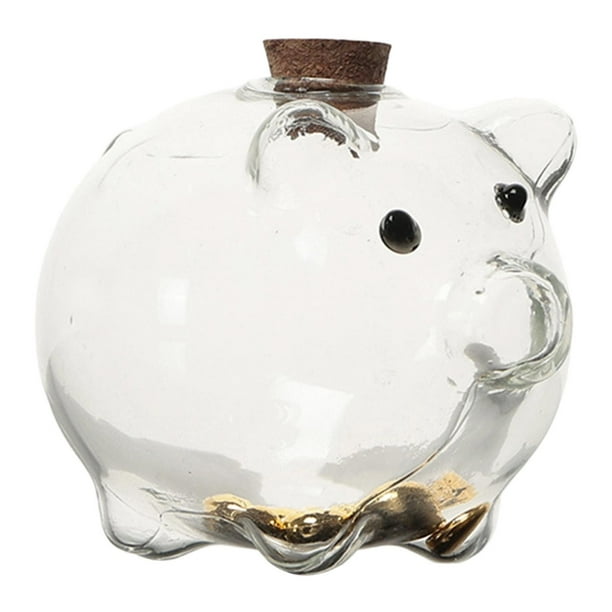 Alcancía de cristal con forma de cerdito, caja para ahorrar dinero, organizador de escritorio, bote para ahorrar dinero Transparente 5x6cm
