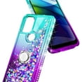 thumbnail image 3 of Nagebee Case for Motorola Moto G Stylus 5G with Tempered Glass Screen Protector (Full Coverage), Sparkle Glitter Liquid Bling Diamond [Ring Holder & Wrist Strap] Women Girls Cute Case (Aqua/Purple), 3 of 5