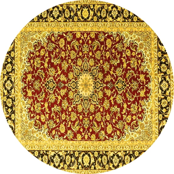 Ahgly Company Indoor Round Persian Yellow Traditional Area Rugs, 7' Round