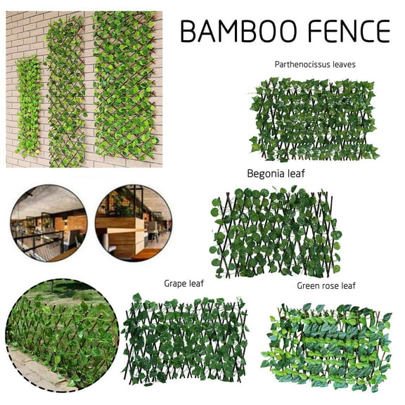 Nsxcdh Expandable Trellis Fence Wood Frame Green Leaf Privacy Screen UV Resistant Flexible Decorative Garden Balcony Patio Outdoor Home