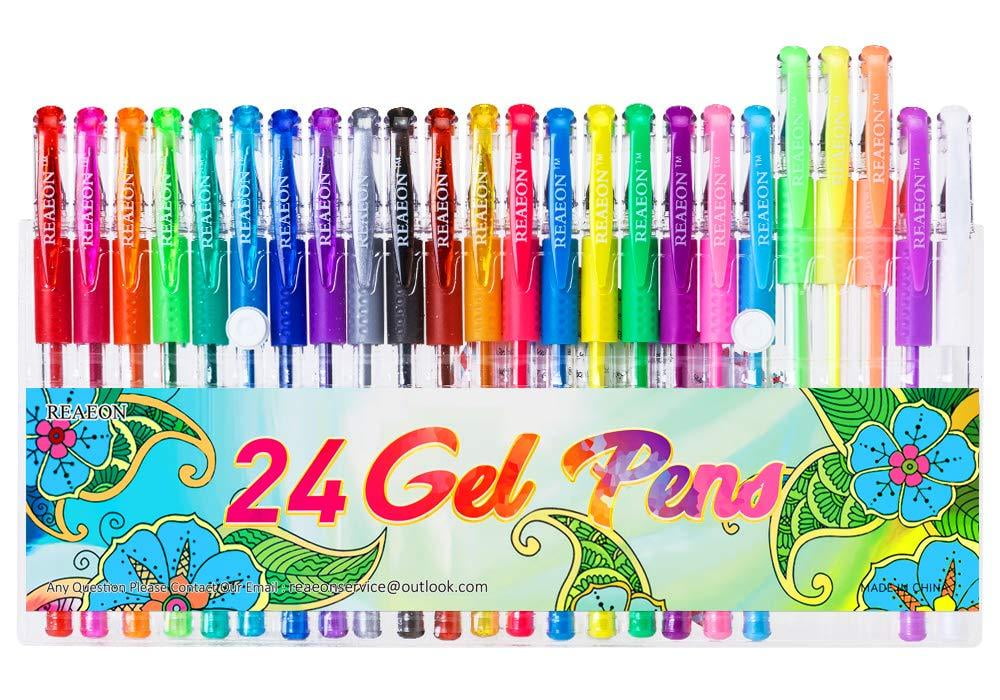 24 Colors Gel Pens, Coloring Gel Pen Art Markers for Journal Adult