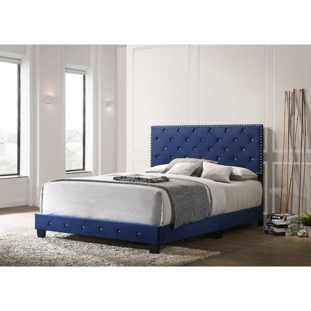 Glory Furniture Suffolk Queen Bed in Navy Blue Color