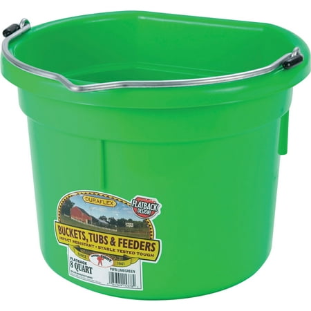 Miller Flat Back Plastic Bucket - Miller Mfg Co Inc P-Little Giant Plastic Flat Back Bucket- Lime Green 8 Quart