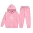 thumbnail image 5 of Fesfesfes Kids Winter Printed Hooded Sweatshirt with Cuffed Jogger Pants Fleece Lined Warm 2 Piece Set Boys Girls Casual Sporty Outfit Long Sleeve Hoodie Tracksuit(Pink#1,5-6 Years), 5 of 5