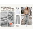 thumbnail image 2 of Temofon Fleece Lined Sweatpants for Women Wide Leg Cotton Thick Women Sweatpant Casual Baggy Gray Pants with Pockets L, 2 of 8