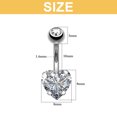 thumbnail image 2 of Nuevo piercing para el ombligo de acero inoxidable unisex con incrustaciones de diamantes en forma de corazón, 2 of 5